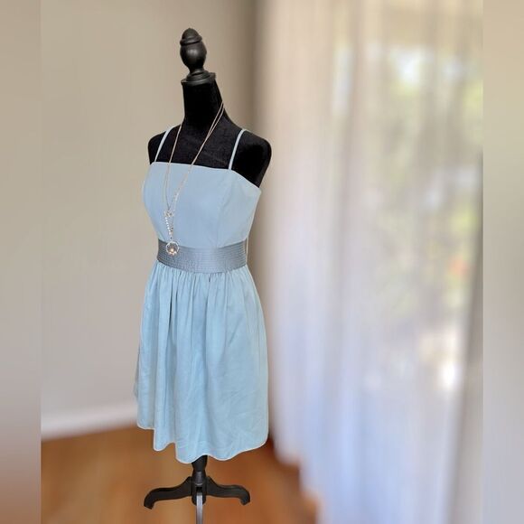 White by Vera Wang Short Strapless Bridesmaid Dress with Belt Mist Size 12 - Picture 3 of 16